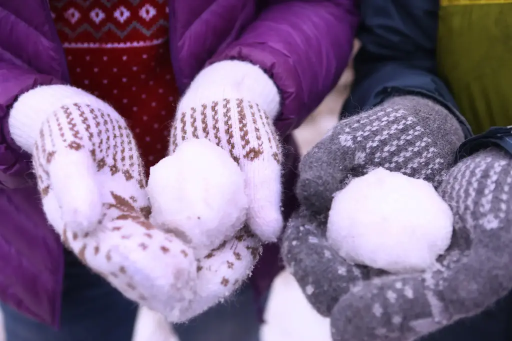 Kids Wearing Mittens While Holding Snow Balls