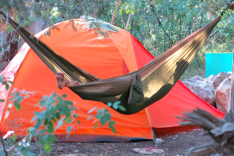 Sleeping in a hammock