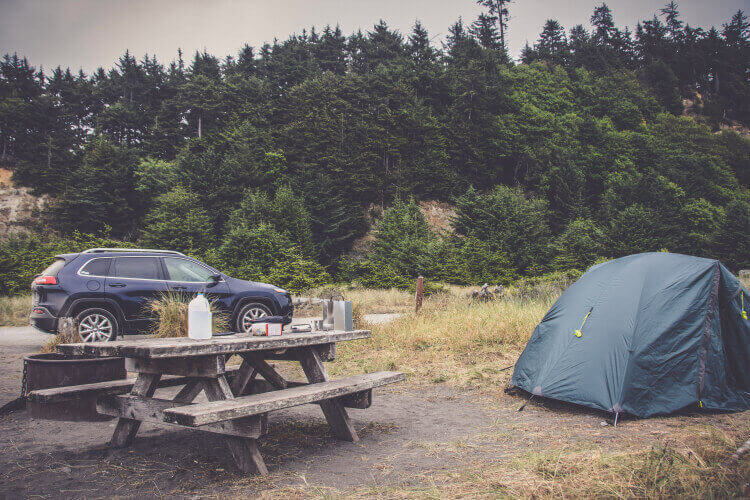 Car parked at campsite