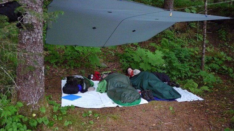 Tarp camping without a tent