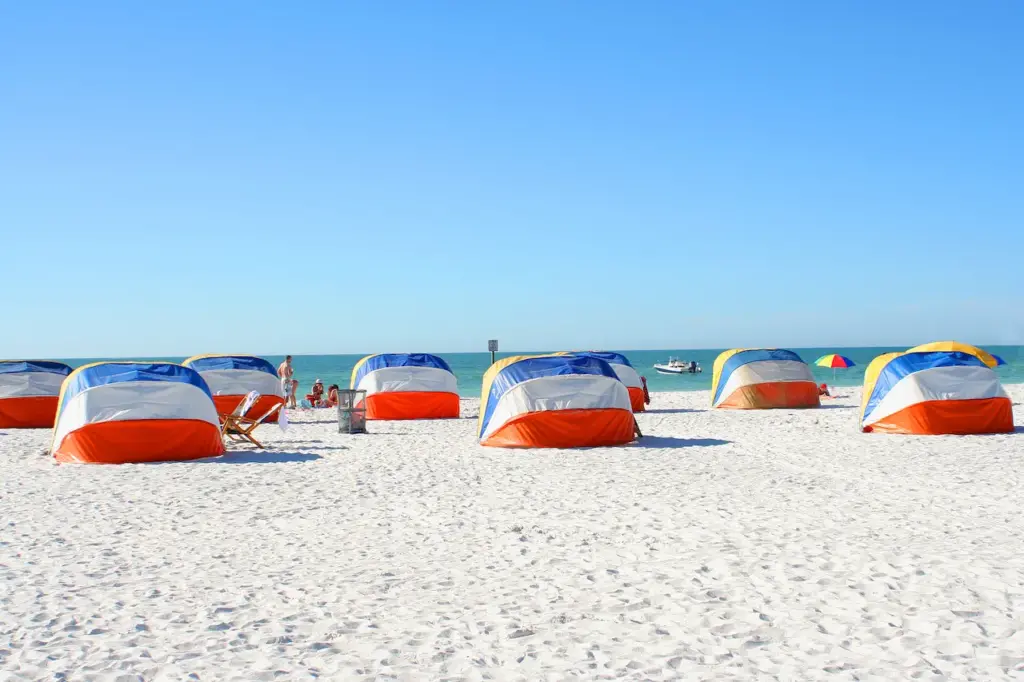 A Lot of Beach Shelter Tent on the Beach 