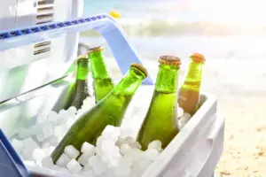 Best Camping Fridges, Beer Chilled On Ice In Camping Fridge
