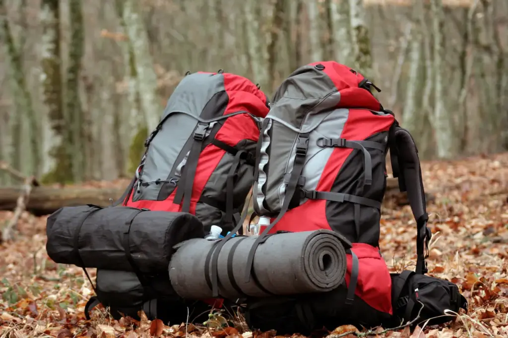 Two Hiking Backpacks in the Ground