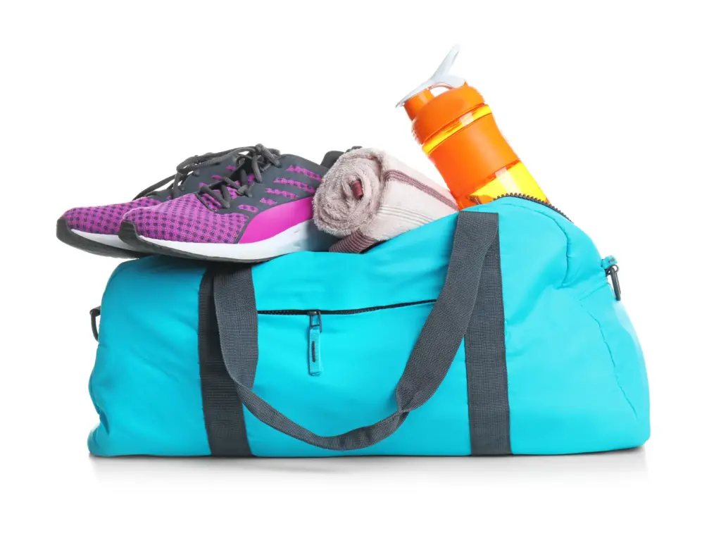 Sports Duffel Bag with Shoes, Towel, and Tumbler