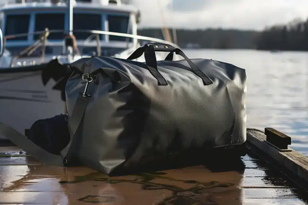 Waterproof Duffel Bag on a Wet Floor