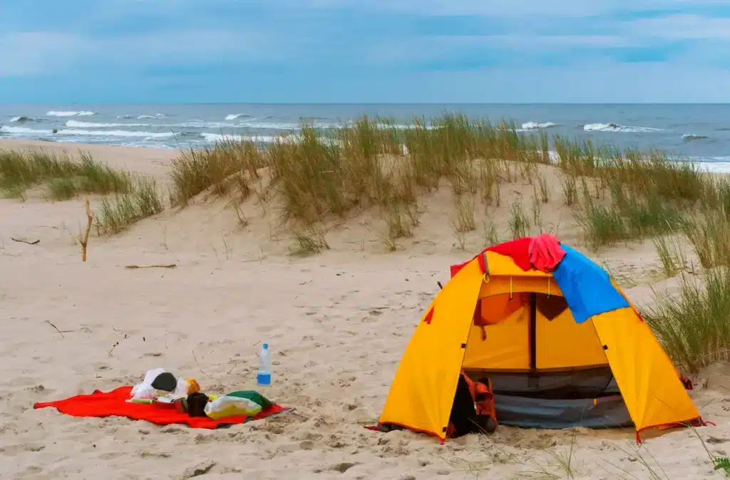 Couple Camping in the Beach 